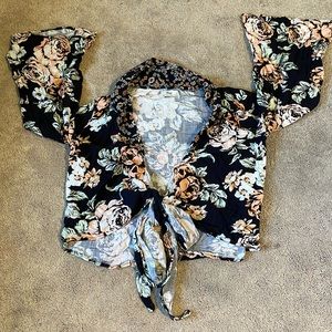 Maaji floral tie top with bell sleeves